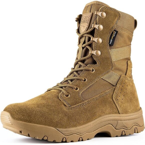 ⚡ Men Bright Light Brown Combat Suede Leather Lightweight Military Desert Boot main image 4